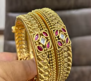 Traditional High Quality Openable <b>Bangles</b> Gold Plated Two Pair Of <b>Bangles</b> <b>Set</b> for Women and Girls for Wedding Parties Wear - Product Image 2