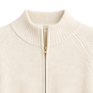 Chaqueta de punto con cremallera para mujer, textura acanalada suave, manga larga, cuello alto, ropa exterior informal para uso diario - Product Image 6