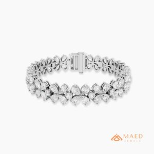 สร้อยข้อมือมอยส์ซาไนต์สีเงินสำหรับสุภาพสตรี สร้อยข้อมือแบบโซ่และแบบลิงค์ ดีไซน์ดอกไม้ เครื่องประดับแฟชั่น สร้อยข้อมือเทนนิส ของขวัญสุดหรูหรา อุปกรณ์เสริม - Product Image 1