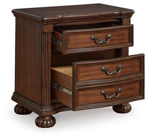 Traditional Mahogany Nightstand 3 Drawer Solid Wood Chest Bedroom <b>Storage</b> Cabinet <b>with</b> Brass Handles Freestanding Design - Product Image 4