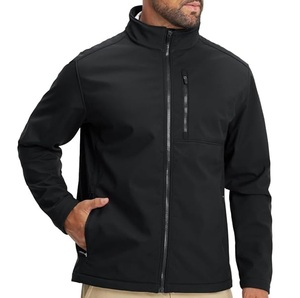Veste Softshell Homme Hiver Noire Légère Coupe-Vent Entièrement Zippée Col Montant pour Travail Extérieur - Product Image 1
