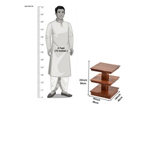 Solid Wood 3-Tier End <b>Table</b> | Square Wooden <b>Side</b> <b>Table</b> | Rustic Corner Display Stand for Living Room - Product Image 5