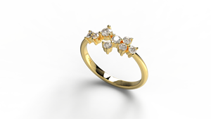Luxury 18K Gold Cluster Round Diamond Ring Scattered Stone Engagement Ring Asymmetric Wedding Ring Fine Jewelry Ring for Women - Product Image 2
