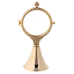Monstrance en laiton tendance, Monstrance chrétienne moderne en laiton pour la liturgie eucharistique, les cérémonies d'église et la présentation de cadeaux - Product Image 2