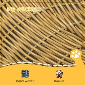 Cuccia per Animali in Rattan con Letto in Finta Pelliccia per Gatti e Cani - Impermeabile e Rimovibile - Product Image 2