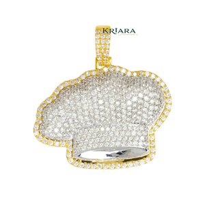 Moissanite <b>Chef</b> <b>Hat</b> Pendant 925 Silver Plated Moissanite Round Brilliant Cut Themed Charm Luxury Unisex Everyday Wear Jewelry - Product Image 1