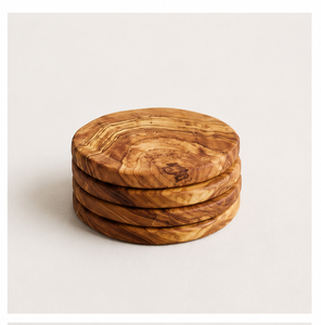 Handcrafted Rustic Olive Wood Coaster Set Eco-Friendly Round Natural Wood Grain Drink <b>Mats</b> For Coffee Mugs And Tea <b>Cups</b> <b>Mats</b> - Product Image 3