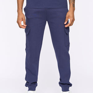 Ensemble de survêtement décontracté pour homme, bleu marine, à capuche, manches longues, couleur unie, jogging, poids moyen, 100 % coton, pour l'automne - Product Image 3
