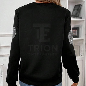 Sweat-shirt léger pour femme avec strass, coupe confortable, style décontracté, en vente en ligne - Product Image 3