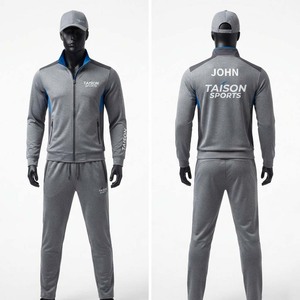 Combinaison d'entraînement de badminton en polyester interlock 300 GSM de qualité supérieure, gris, bleu, noir, design simple, logo personnalisé, respirante, imperméable - Product Image 1