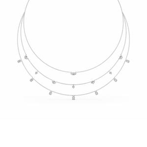Mixed Cut Lab Grown Diamond Triple Strand <b>Chain</b> Dangle Charm Station <b>Necklace</b> 18 Inch Yellow White <b>Rose</b> <b>Gold</b> Luxury Women's - Product Image 4