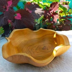 Tazón de Madera de Teca Hecho a Mano, Rústico, Festoneado, Ecológico, Duradero, Personalizable, para Servir Ensaladas, Frutas, Postres, para la Mesa de la Cocina - Product Image 5