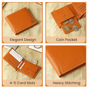 WRIZA Genuine Leather Bi Fold <b>Wallet</b> <b>Men</b> <b>RFID</b> Slim <b>Wallet</b> Coin Pocket Card Slots Gift Box Black Handcrafted Premium Fashion - Product Image 4