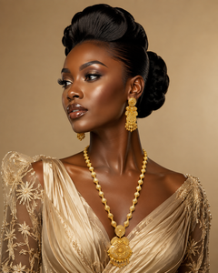 Dubai Style Long Gold Plated Flower Box Chain Charm Necklace Set for Wedding Fashion Necklaces - Product Image 3