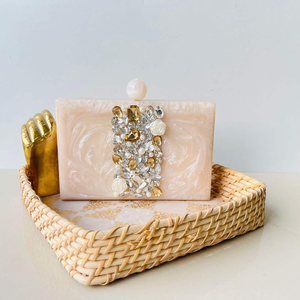 Elegante Bolso de Mano de Resina Hecho a Mano con Decoración de Flores de Diamantes, Cierre Magnético Impermeable, Color Personalizable, Estilo Brillante - Product Image 4