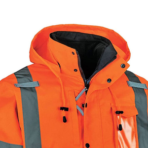 Chaqueta de Seguridad de Alta Visibilidad Clase 3, Impermeable, Reflectante, Naranja, con Capucha y Bolsillos - Product Image 2