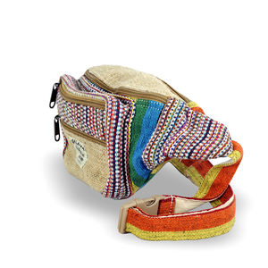 Lamatar1 Stylish Himalayan Hemp Cotton 4-Pockets Fanny Pack Bohemian Design <b>Backpack</b> with Portable Canvas Lining Made In Nepal - Product Image 2