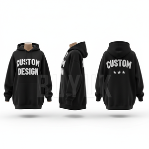 Sudadera con capucha y cremallera personalizada con estampado de purpurina para hombre, estilo oversize, streetwear, de felpa francesa negra, corte regular - Product Image 2