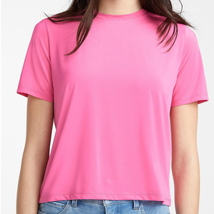 Camiseta de Verano para Mujer, Talla Grande, Cuello Redondo, Corte Holgado, Poliéster/Algodón, Secado Rápido, Personalizable - Product Image 1