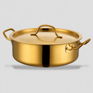 หม้อสแตนเลสสีทองพร้อมฝาปิด ดีไซน์ทันสมัยสำหรับใช้ในครัว - Product Image 1