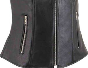 Chaleco de Cuero Genuino para Mujer VIBE SEWN, de Alta Calidad, Impermeable, Ecológico, Resistente al Viento, con Doble Botonadura, Cuello en V, Estilo Gótico - Product Image 4