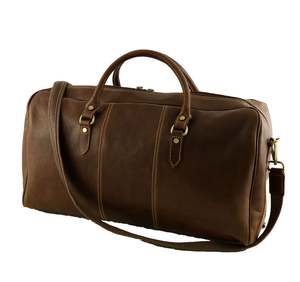 กระเป๋าหนังทรงดัฟเฟิล สไตล์วินเทจ สำหรับเดินทางช่วงสุดสัปดาห์ เหมาะสำหรับผู้ชายและผู้หญิง ความจุขนาดใหญ่ ใช้เป็นกระเป๋าถือขึ้นเครื่องได้ พกพาสะดวก - Product Image 4