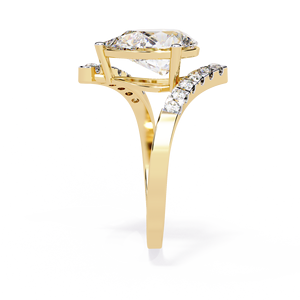 Anillo de Diamantes en Forma de Lágrima con Banda de Diamantes Trenzados, Oro Amarillo de 14k, 2.5 CT, Certificado IGI, Anillo de Boda en Forma de Pera - Product Image 2