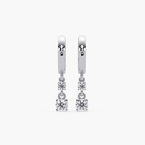 Pendientes de Oro de 14K con Diamante Cultivado en Laboratorio de 0.70 Ct, Diseño de Gota, Engaste de Garras, Doble Colgante, Minimalistas, Regalo para Fiesta, Joyería Fina Elegante - Product Image 2