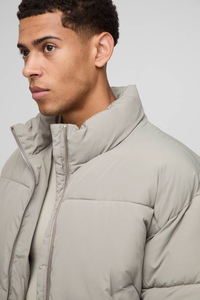 Veste d'hiver matelassée surdimensionnée personnalisée de haute qualité avec col montant et logo frontal pour hommes - Product Image 6
