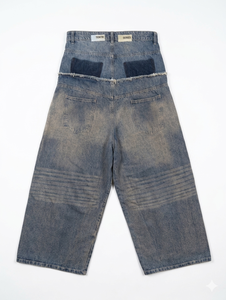 Men's Denim Light Wash Wide Leg <b>Y2K</b> <b>Vintage</b> Streetwear Jeans 100% Cotton Mid Waist Regular Fit Solid Woven Lightweight Quick Dry - Product Image 2