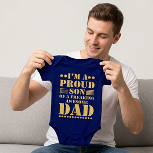 Combinaison bébé garçon à manches courtes en coton imprimé, motif « Fier Fils, Papa Incroyable », vêtement décontracté pour nourrisson, design personnalisé, réversible - Product Image 6