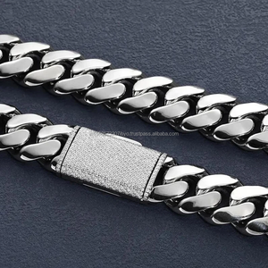 Chaîne cubaine en argent sterling 925 scintillant de qualité supérieure et or blanc avec taille personnalisée Vente chaude collier hip hop glacé - Product Image 5