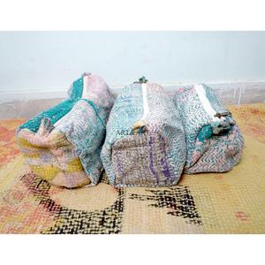 Juego de Bolsas de Maquillaje Vintage Grandes, Ligeras y Duraderas, Hechas con Tela Kantha 100% Algodón Puro, con Patrón de Borlas y Cierre de Cremallera, Ecológicas - Product Image 4