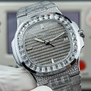 Montre automatique mécanique en acier inoxydable avec boîtier tonneau VVS Diam, cadran en cristal saphir, unisexe, luxe, mode, affaires, décontractée - Product Image 6