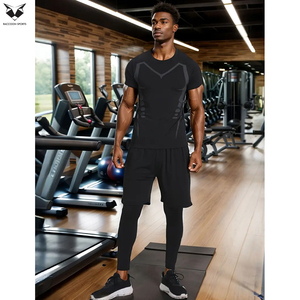 Producto Más Vendido, Ropa de Compresión para Hombre, Conjunto de Compresión de 2 Piezas para Hombre, Camiseta de Manga Corta y Leggings, Ropa Deportiva para Gimnasio - Product Image 3