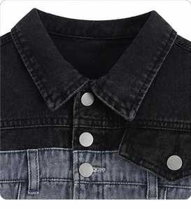 Veste en jean pour femme, col rabattu, manches longues, color block - Product Image 2