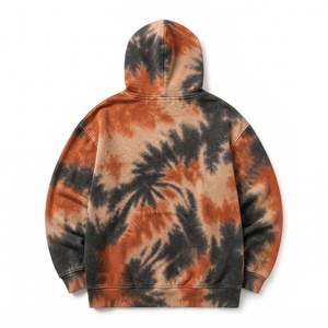 Custom <b>Orange</b> Black Tie Dye Hoodie <b>Men's</b> Pullover <b>Sweatshirt</b> Streetwear Hooded <b>Sweatshirt</b> With Logo - Product Image 6