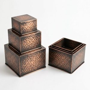 Antique Copper Handmade Iron <b>Table</b> Nesting Square <b>Riser</b> Set 20cm for Home Decorations - Product Image 3