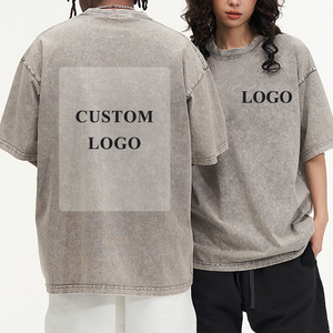 เสื้อยืดโอเวอร์ไซส์แบบยูนิเซ็กซ์ ผ้าคอตตอนพรีเมียม ซักนุ่ม สไตล์วินเทจ ล้างสีแบบแอซิดวอช รับสกรีนโลโก้ สตรีทแวร์ลำลอง ขายส่ง - Product Image 1