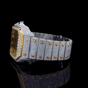 Venta Directa de Fábrica, Relojes Mecánicos Automáticos de Lujo con Esfera de Cristal Cuadrada de Acero Inoxidable y Diamantes Moissanite VVS para Hombre y Mujer - Product Image 4