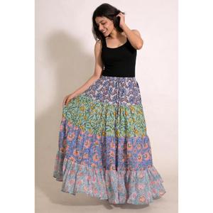 Cotton <b>Patchwork</b> Printed A-Line Maxi <b>Skirt</b> Handmade Indian Boho Long <b>Skirt</b> Everyday Wear - Product Image 4