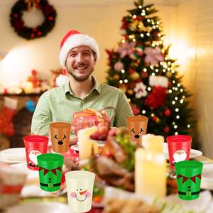 12 pezzi tazze di bevande a tema natalizio 4 stili di Babbo Natale per bevande fredde al caffè feste di capodanno decorazioni per la tavola - Product Image 2