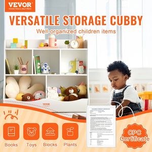 Armadietto giocattolo bianco a 5 Cubby per bambini in legno organizzatore di librerie per sala giochi asilo nido casa-mobili per bambini - Product Image 2
