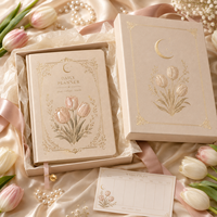 Agenda quotidien LABON personnalisé en cuir avec motif tulipe et perles, dorure céleste, couverture rigide, organiseur hebdomadaire esthétique