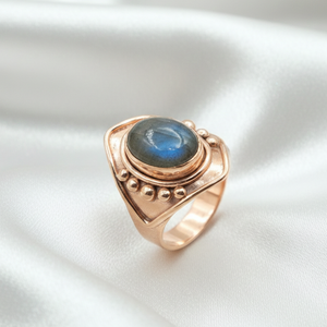 Blue Flash Labradorite <b>Statement</b> <b>Ring</b> 925 Sterling Silver Rose Gold Yellow Gold Plated Vintage Boho Handmade Jewelry for Unisex - Product Image 4