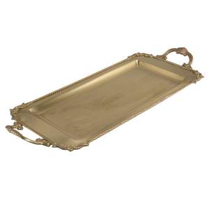 Plateau de service en laiton fait main exclusif pour cadeau de mariage et célébration festive avec un design traditionnel d'inspiration antique - Product Image 4