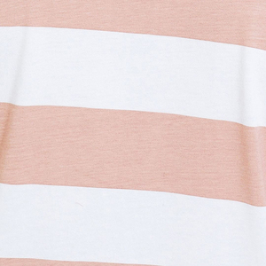 Camiseta de algodón a rayas para hombre, manga corta, cuello redondo, corte regular, informal, transpirable, blanca y rosa, camisetas de diseñador para hombre en venta - Product Image 5