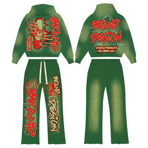 ชุดวอร์มผ้าฝ้ายกันแบคทีเรียแบบหนาพิเศษ ผลิตตามสั่ง รักษ์โลก พร้อมเสื้อฮู้ดซิปหนา กางเกงขายาวทรงบาน พิมพ์ลายซิลค์สกรีน - Product Image 4