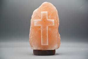 Lámpara de Sal Iónica del Himalaya Tallada a Mano con Forma de Cruz, Luz Nocturna Moderna de Sal Rosa Natural, Decoración para el Hogar, Lámpara Curativa para Cocina o Villa - Product Image 5