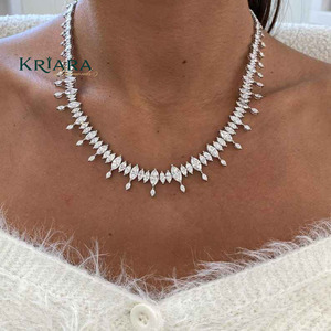 Moissanite <b>Statement</b> <b>Necklace</b> S925 Silver Rhodium Plated Marquise Cut Water Drop Design Women's Luxury Jewelry - Product Image 5